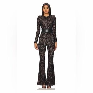 SOLD Nadine Merabi Elegant Black Lace Jumpsuit